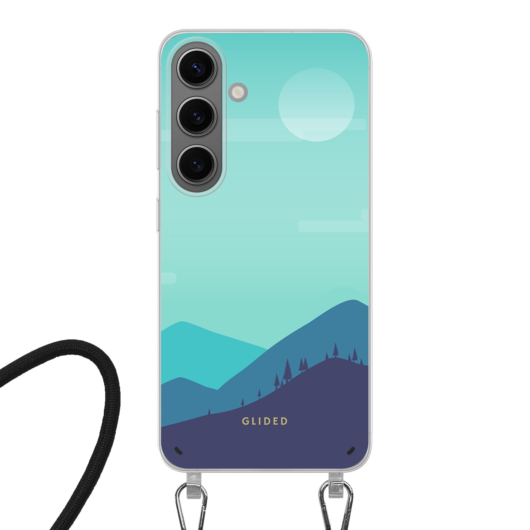 Samsung Galaxy S24 Handyhülle im Alpine Design mit Bergmotiven, bietet stilvollen Schutz und präzise Aussparungen.